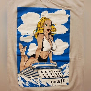 Mens‎ "Anime Blonde on a Boat"Graphic Tee Size Large